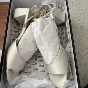 Badgley Mischka Women’s Infinity Embellished Mid Block Heel Sandals